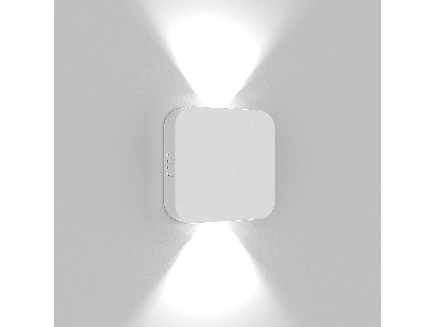Lámpara de pared enrollable LED 10,5W, aluminio fundido blanco mate, doble emisión, uso interior y exterior, protección IP54, diseño moderno.