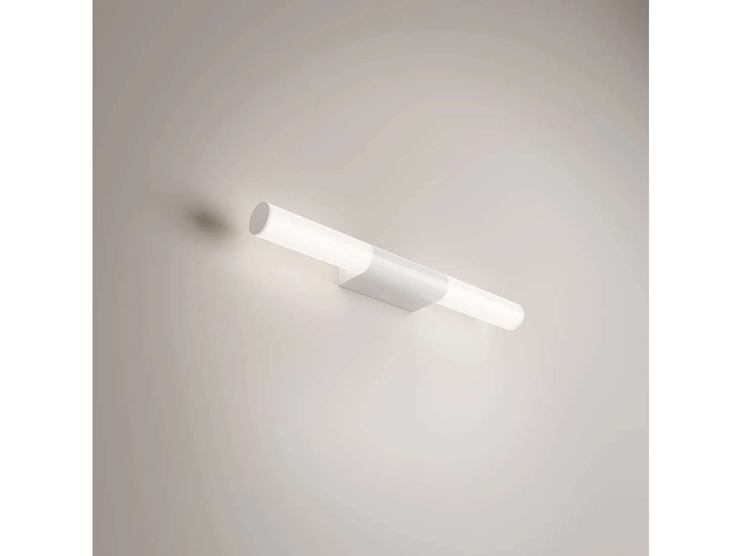 Lámpara de pared y techo LED ajustable Sticks, marco de aluminio blanco mate, 15,5 W, regulable mediante TRIAC, IP54, 50 cm de altura.