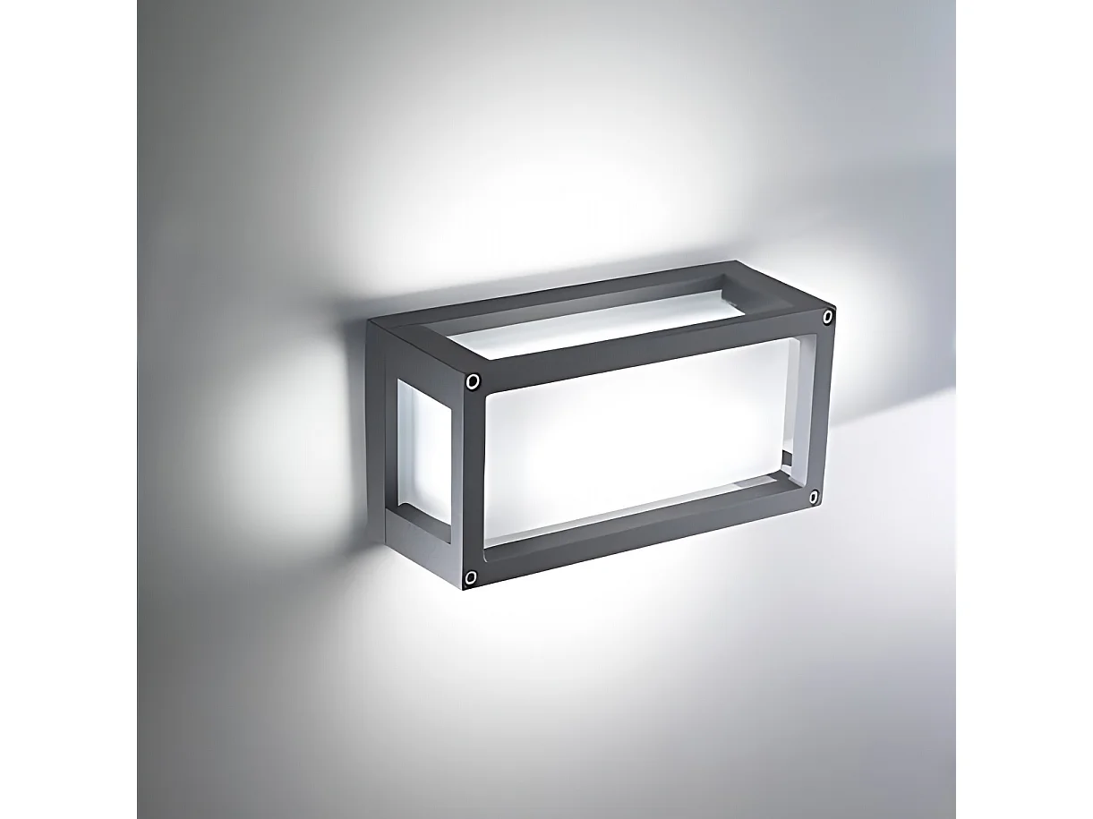 IP54 væg- og loftslampe i cortenmalet aluminium, moderne stil til indendørs og udendørs brug, E27-fatning, mål 12,2x25x9,5 cm