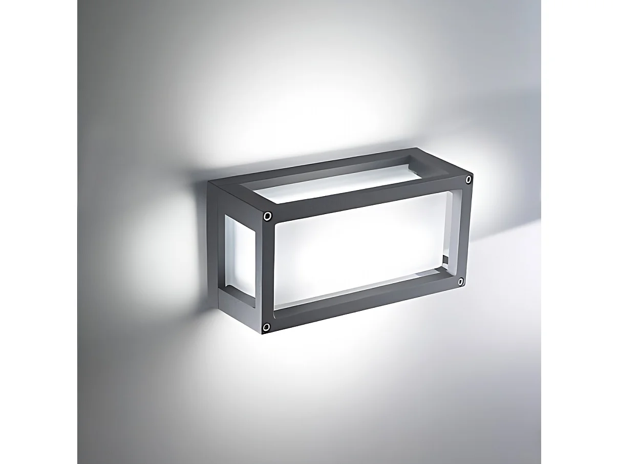 20W LED væg- og loftslampe IP54 3000K i støbt aluminium mørkegrå 25x25x9,5 cm til indendørs og udendørs miljøer med moderne design