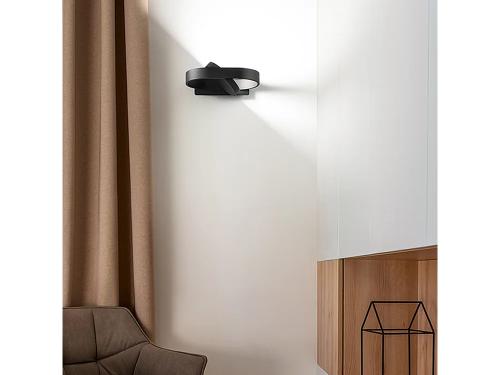 Aplique de Parede em Metal Preto, Lâmpada LED 6W Orientável com Tecnologia CCT Selecionável 3000K-4000K-6000K, Design Moderno e Elegante - Perenz