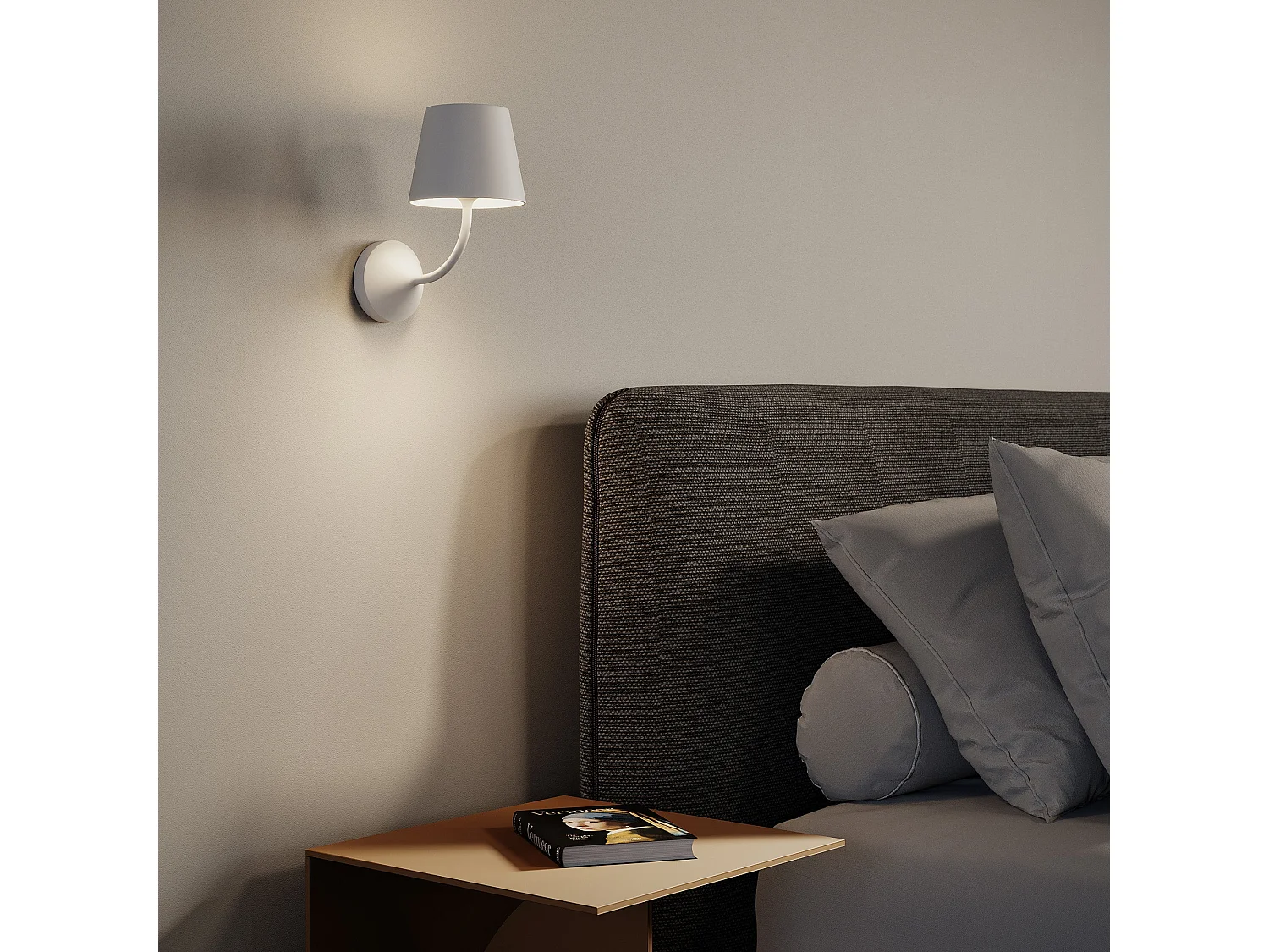 Lámpara de pared Ai Lati Poldina LED 5,4W 2700K 446lm IP54, estructura de aluminio blanco fundido a presión, diseño minimalista moderno y elegante.