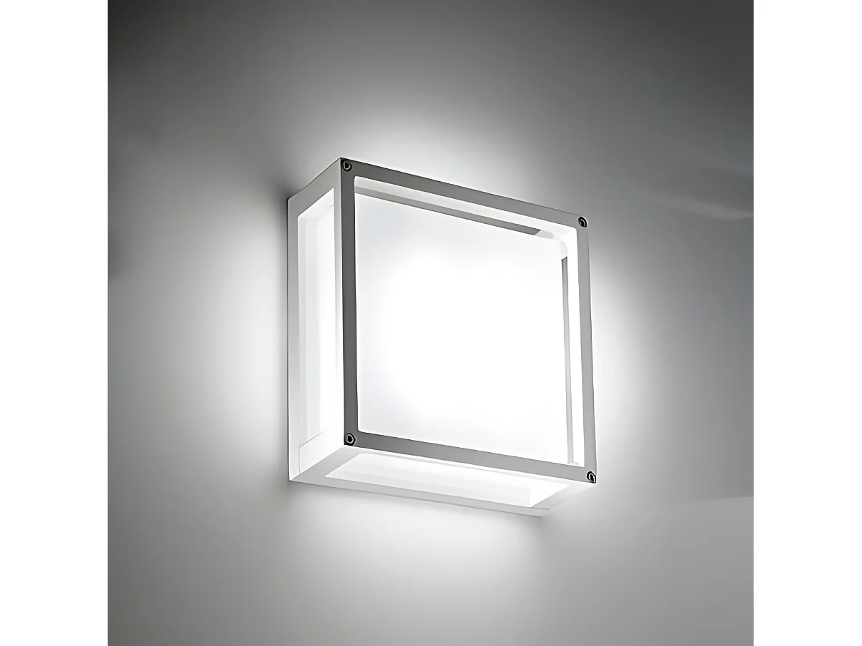 Hjem LED væg- og loftslampe 20W 3000K 2926lm IP54 Mat hvidmalet aluminiumsramme firkantet design 25x25x9,5 cm