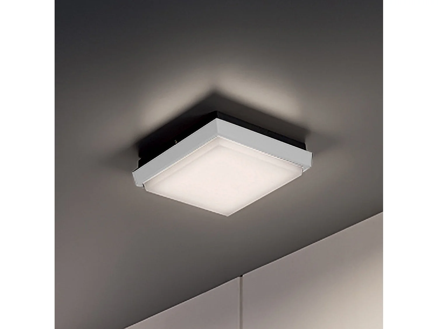 Lámpara de pared y techo Alu en aluminio blanco mate, 17,5 x 17,5 x 4,5 cm, LED 10W 3000K IP54 para iluminación de diseño interior y exterior.