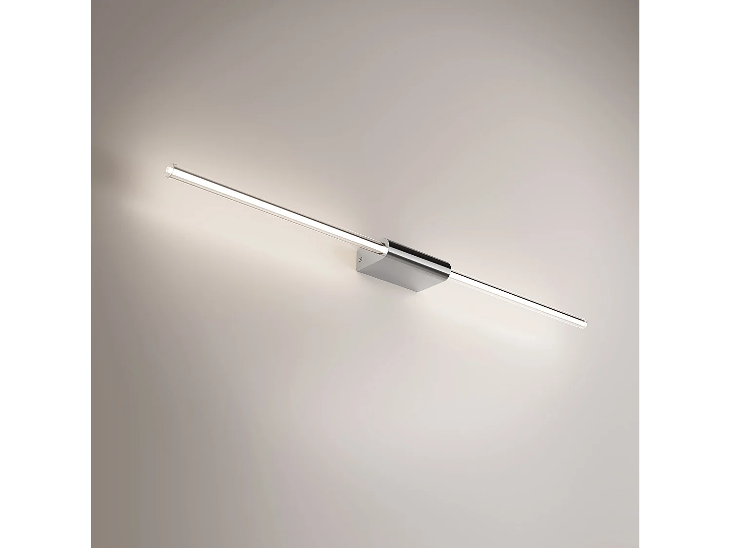 Lámpara LED lineal de pared y techo en cromo pulido, diseño minimalista para interiores, versátil, 9W, longitud 87,2 cm, IP20 y rotación 360°