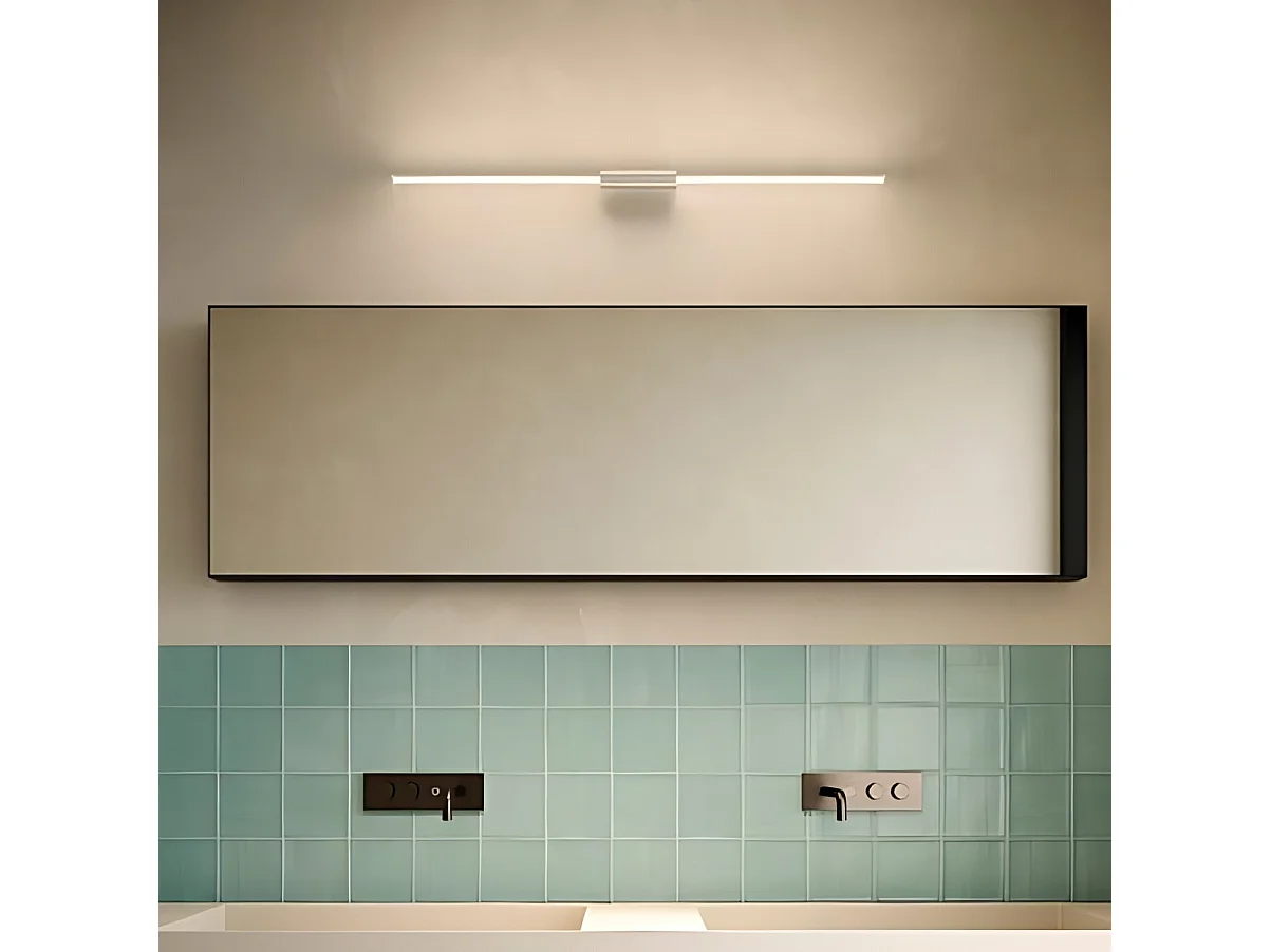 Strålende lineær LED væg- og loftslampe i poleret krom, minimalistisk design til indendørs brug, alsidig, 9W, længde 87,2 cm, IP20, 360 grader