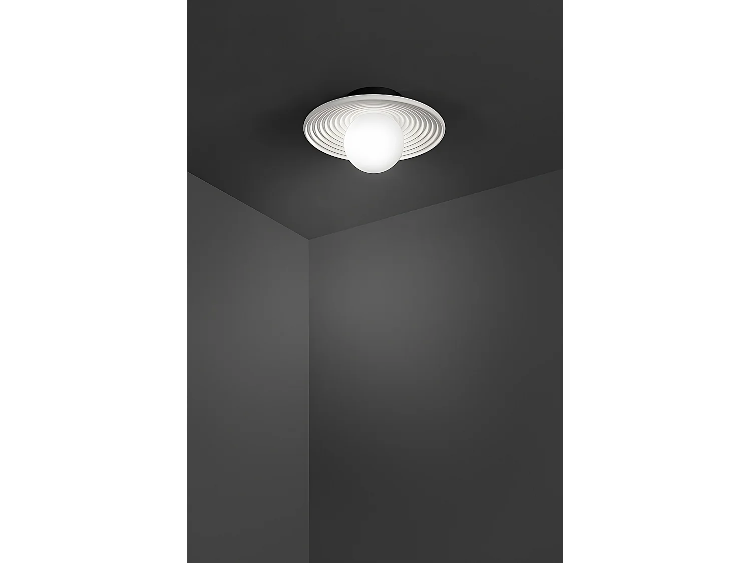 Lámpara de pared de metal blanco y hormigón - Lámpara de pared con difusor de vidrio soplado - Colección 10S48416 B - Diámetro: 28,5 cm - Perenz