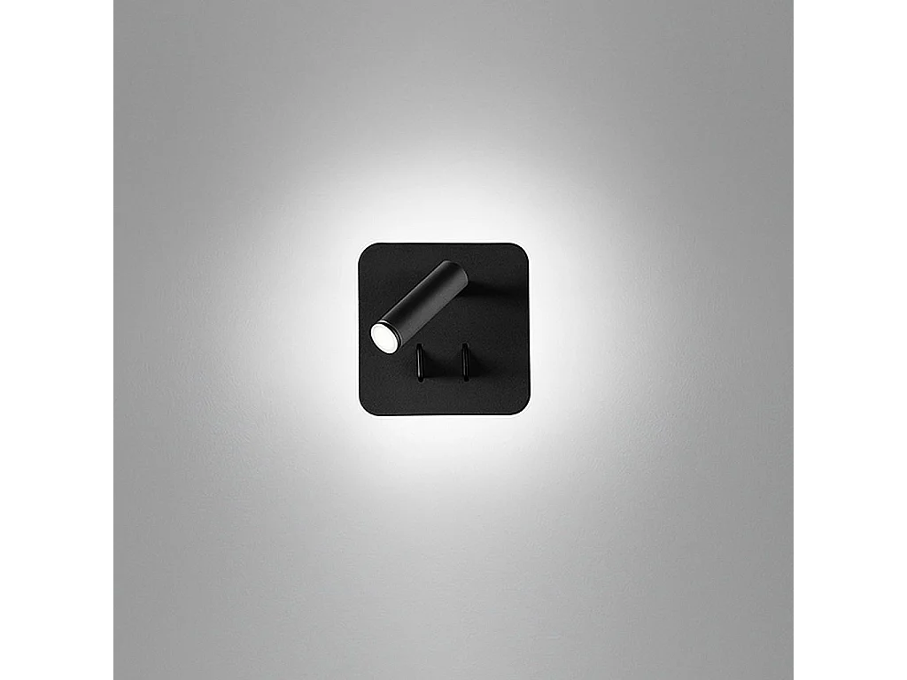 Aplique de Parede em Metal Preto, LED 9W (6W+3W) Orientável, Luz Quente 3000K, Design Moderno para Interiores, Série 6704 N LC da Marca Perenz