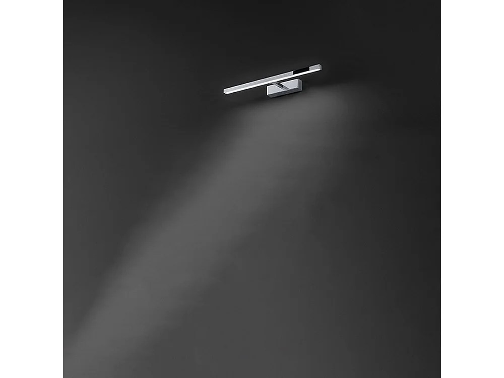 8040 series LED wall light in polished chrome metal, 12W, adjustable CCT light 3000K/4000K/6000K, 300-degree adjustable diffuser - Perenz