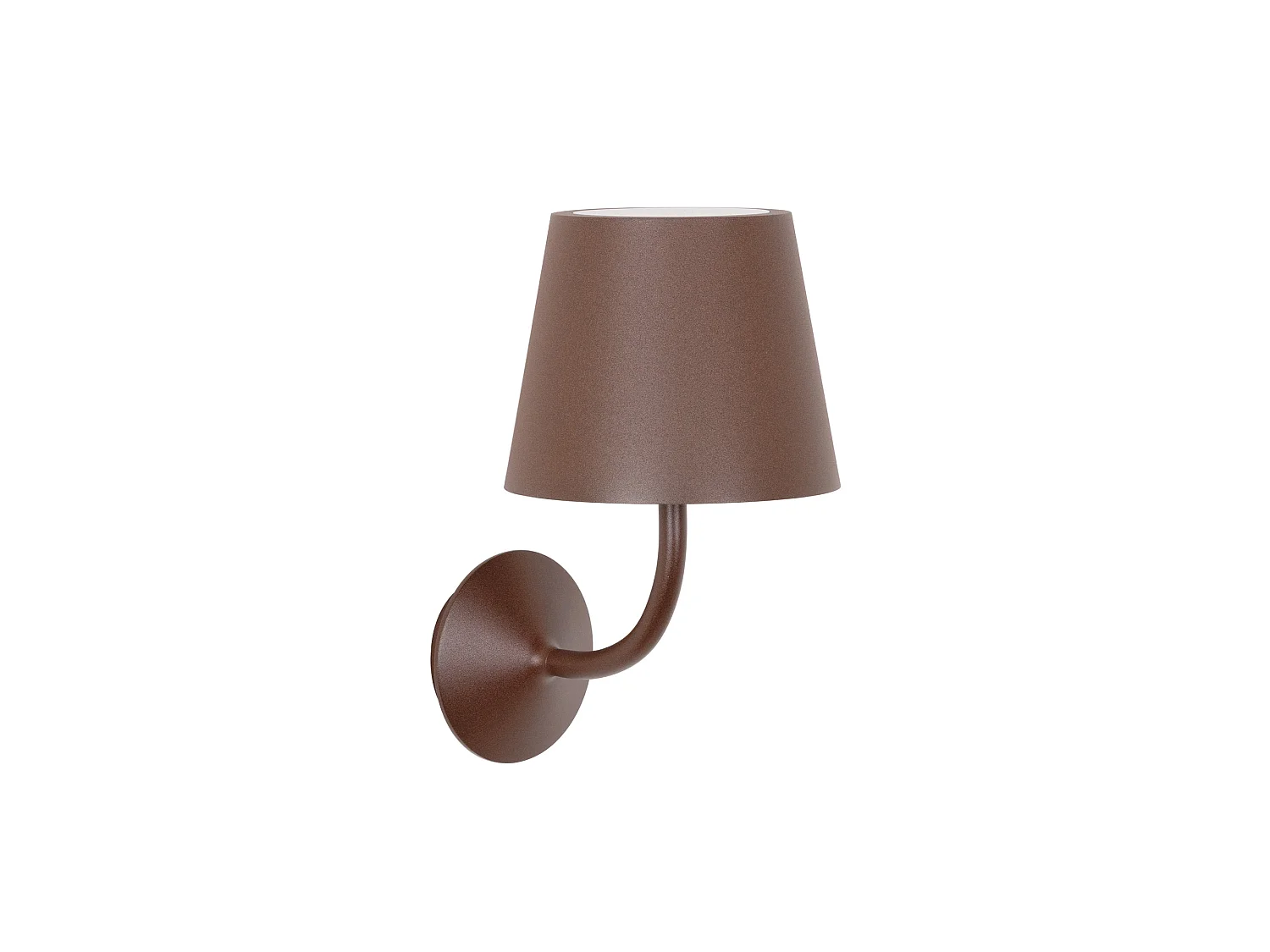 Lámpara de pared Poldina de 230 V en aluminio color Corten, diseño moderno con difusor de policarbonato, casquillo E27 para uso interior y exterior.