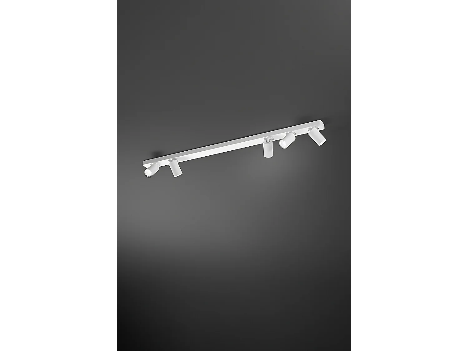 5-lys spotlight, serie 10S48177, lavet af pulverlakeret aluminium, matsort, justerbar, 5 x GU10-fatninger, maks. 50 W, 120 cm - Perenz