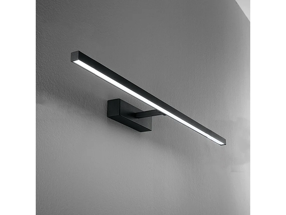 24W LED Wall Light, 8044 Series, Black Metal, L.102cm, with 300° Adjustable Diffuser and CCT Technology, 3000K/4000K/6000K, for Interiors - Perenz
