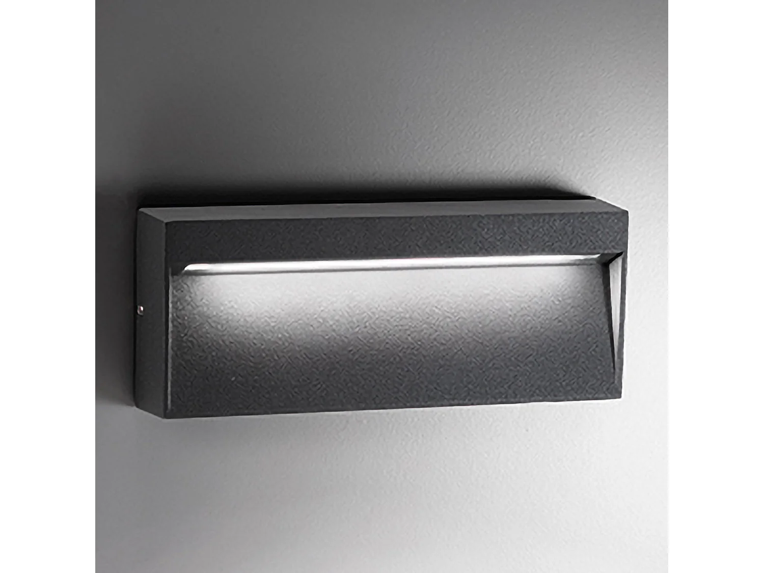 Lámpara de pared LED gris oscuro 8.5W IP54 3000K aluminio fundido a presión para interior y exterior. Diseño moderno elegante y línea delgada.