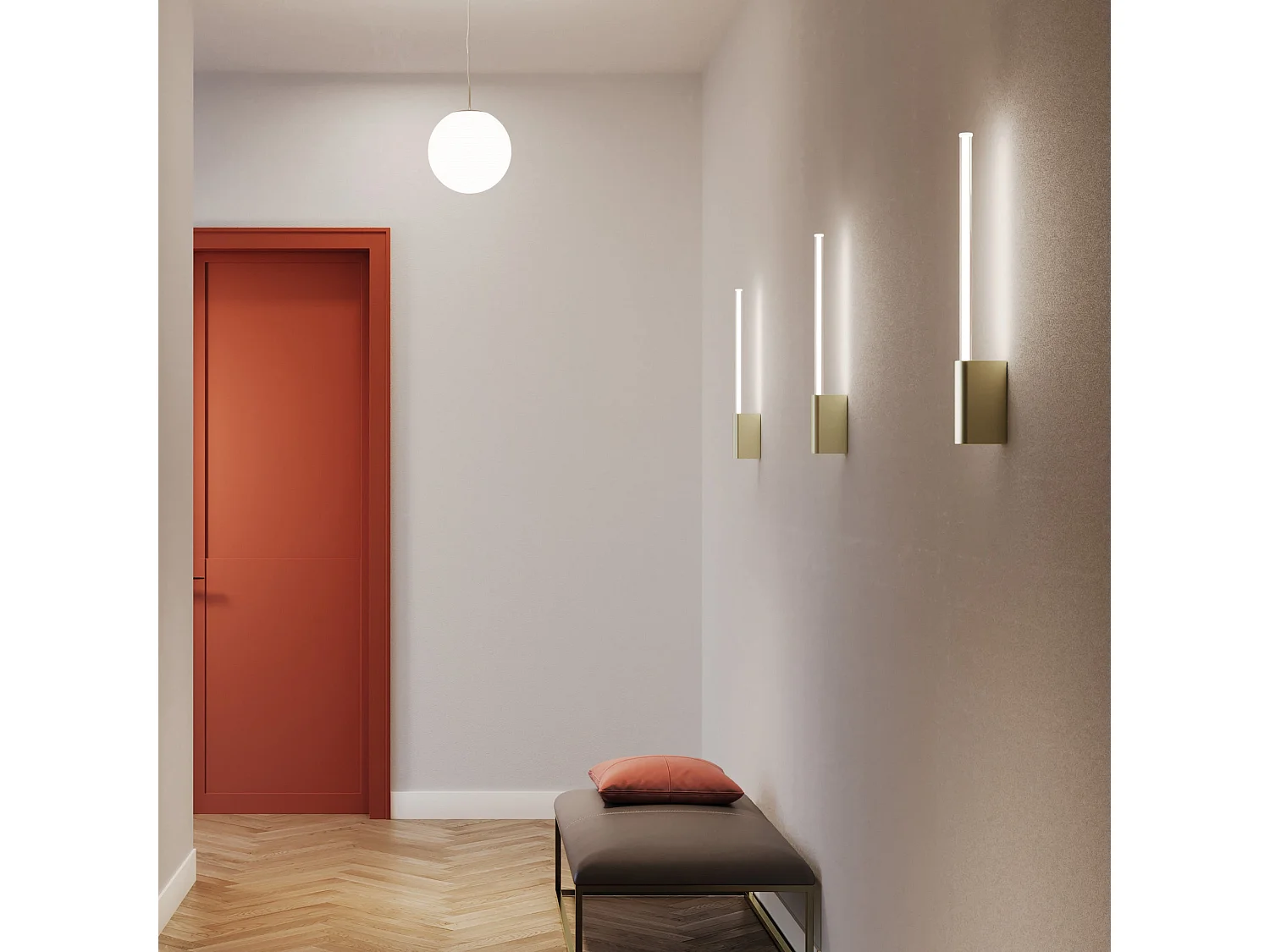 Lámpara de pared LED 5W cilíndrica, aluminio blanco, temperatura ajustable 2200K-3000K, diseño minimalista moderno, iluminación de 50,7 cm.