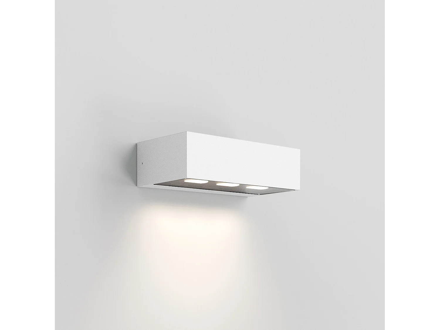 Lámpara de pared LED asimétrica Forward de 3 luces para exteriores, marco de aluminio blanco, diseño moderno para iluminación de fachadas, 15,5 W.