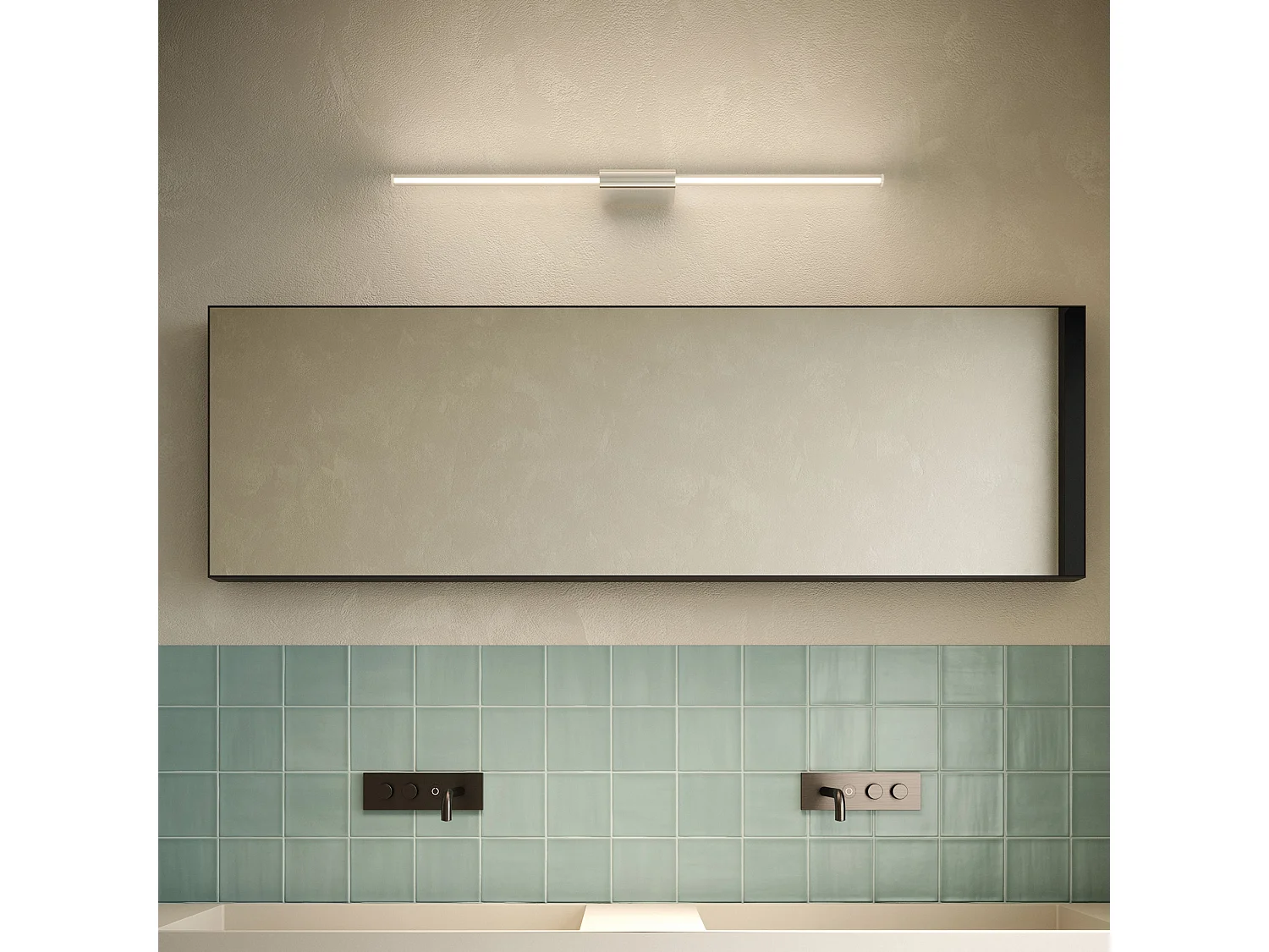 Lámpara lineal LED 9W de pared y techo, aluminio blanco, regulable TRIAC, diseño moderno y minimalista, medidas 8,2 x 3,6 x 87,2 cm, gran brillo.