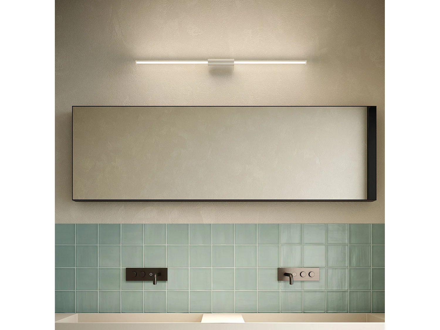 Lámpara lineal LED 9W de pared y techo, aluminio blanco, regulable TRIAC, diseño moderno y minimalista, medidas 8,2 x 3,6 x 87,2 cm, gran brillo.