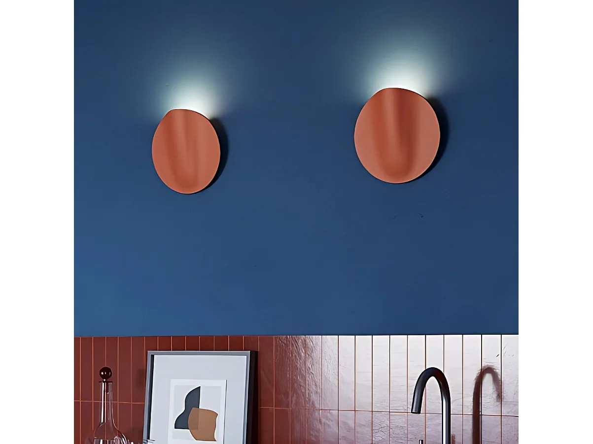 Sirio keramisk væglampe i terrakotta, 8 W LED, 2700 K, 625 lm, diameter 24 cm, fremstillet i Italien, designet til indendørs belysning, beskyttelsesklasse IP40