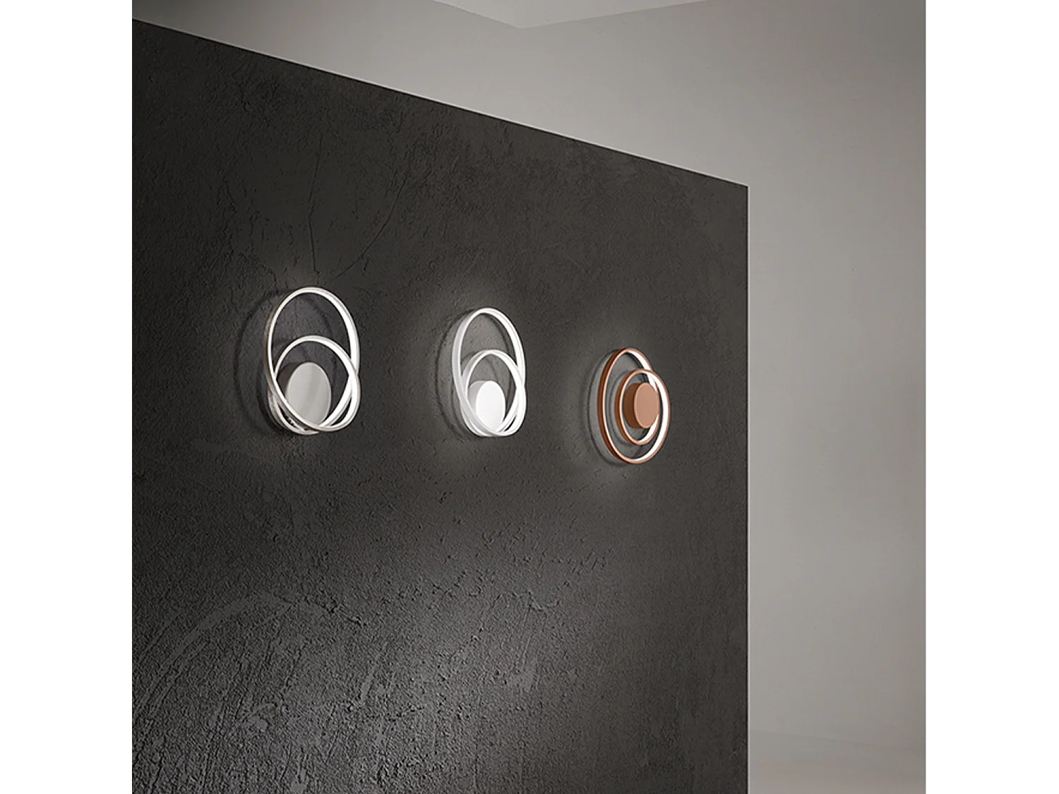 Lámpara de pared LED metálica Colección 6619 Color gris cepillado 28W Regulable CCT 3000K-4000K-6000K Diámetro 30 cm - Perenz