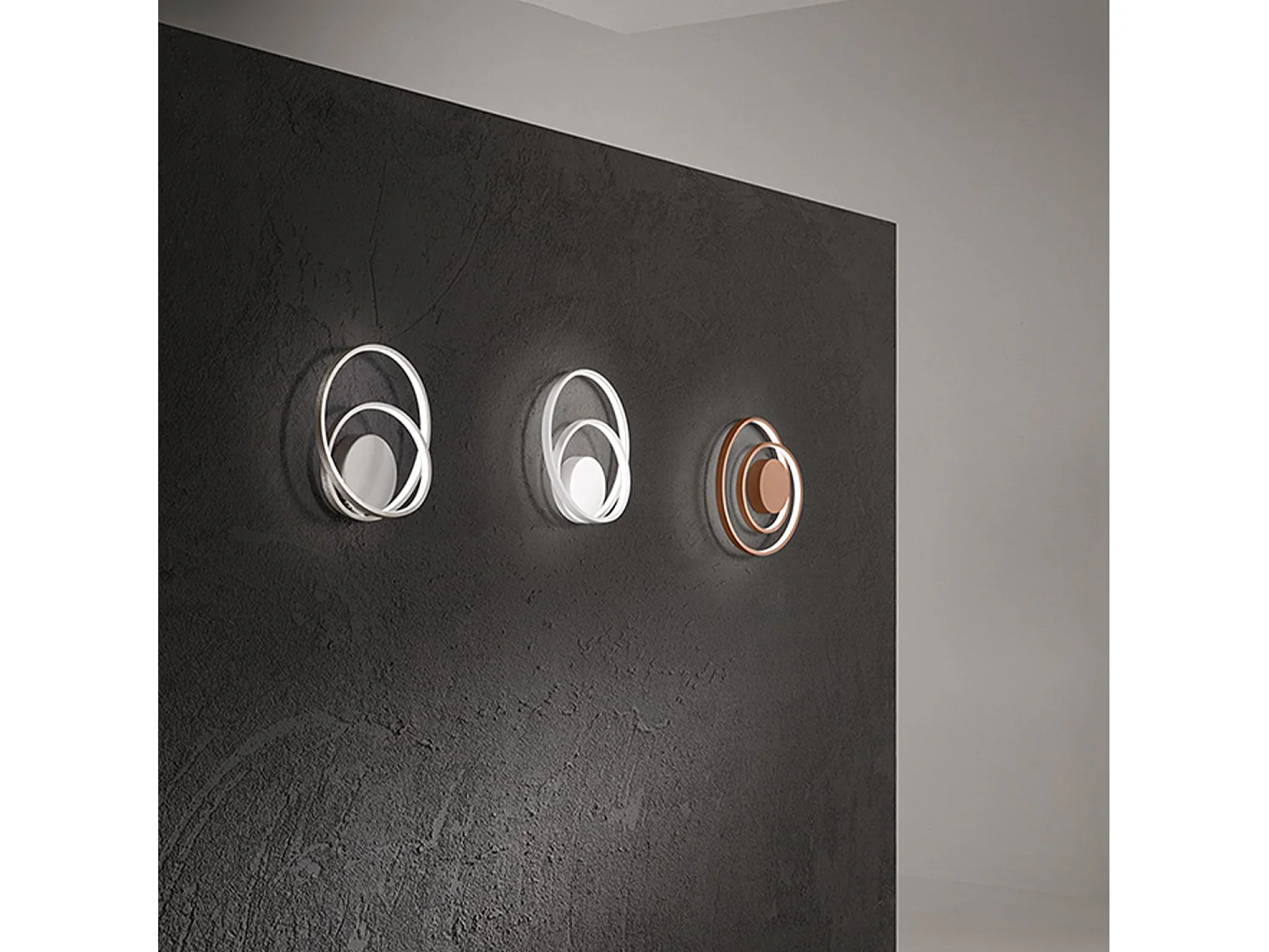 Aplique LED de Metal Coleção 6619 Cor Cinza Escovado 28W Dimmerável CCT 3000K-4000K-6000K Diâmetro 30 cm - Perenz Iluminação Moderna de Parede