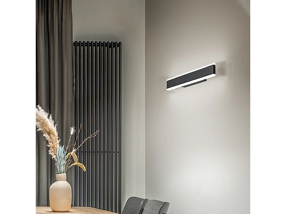 Aplique LED em alumínio preto 16W com tecnologia CCT ajustável 3000K/4000K/6000K para uma iluminação moderna, elegante e funcional - Perenz
