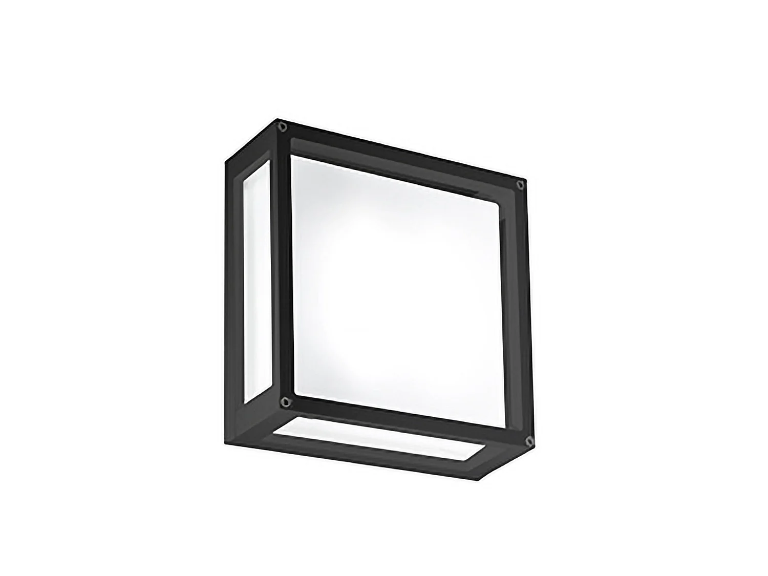 Candeeiro de parede ou teto Home 25x25 cm em alumínio cinza escuro com difusor em vidro acetinado, IP54, casquilho E27 para interiores e exteriores.