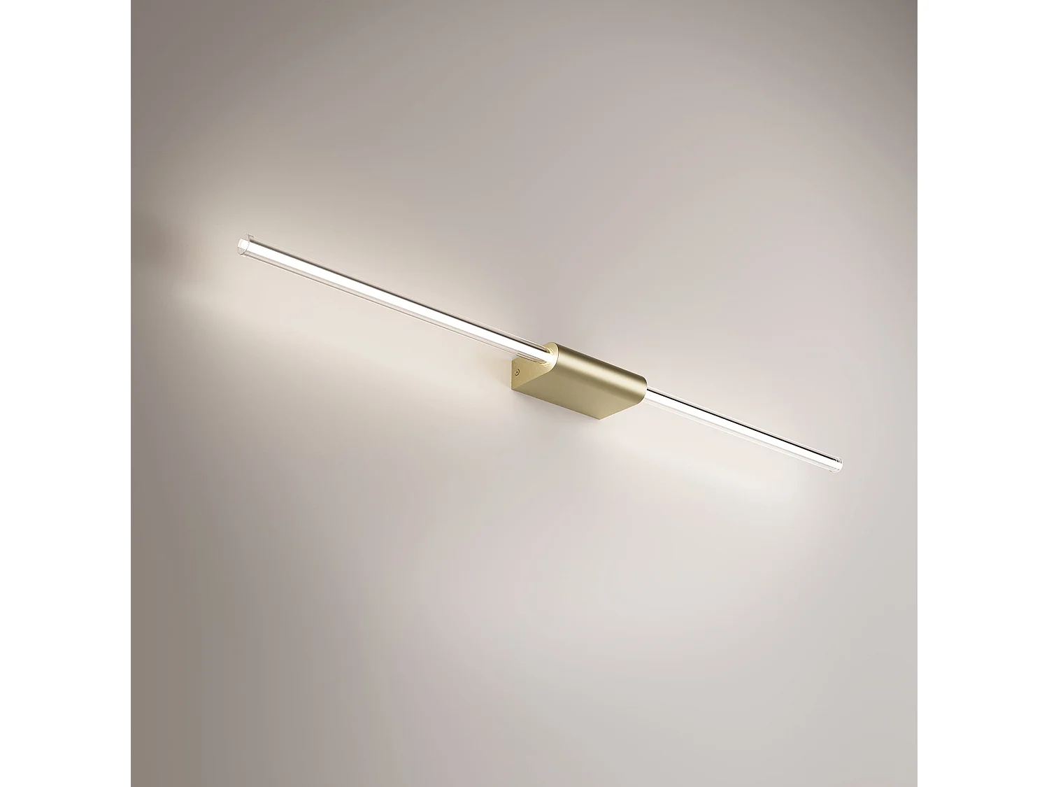Lámpara LED de pared y techo en aluminio dorado, diseño lineal compacto con difusor de policarbonato, alta eficiencia de 9 W y largo de 87,2 cm