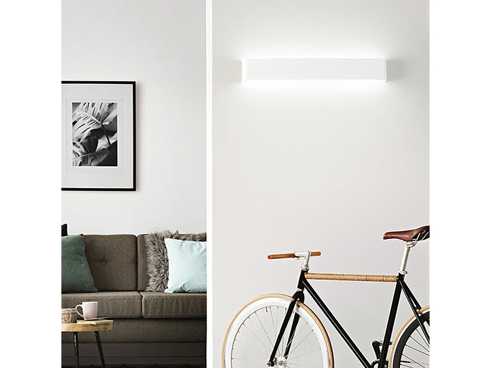 Aplique de pared LED de aluminio blanco, diseño moderno y elegante, 20 W, 1800 lm, 3000 °K, IP20, iluminación de pared para interiores, 61 cm - Perenz