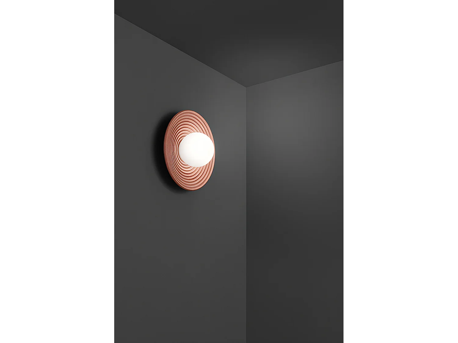 Kinkiet z metalu i cementu terakota - lampa ścienna z dyfuzorem z dmuchanego szkła - Kolekcja 10S48416 E - śr. 28,5 cm - Perenz - Nowoczesna design