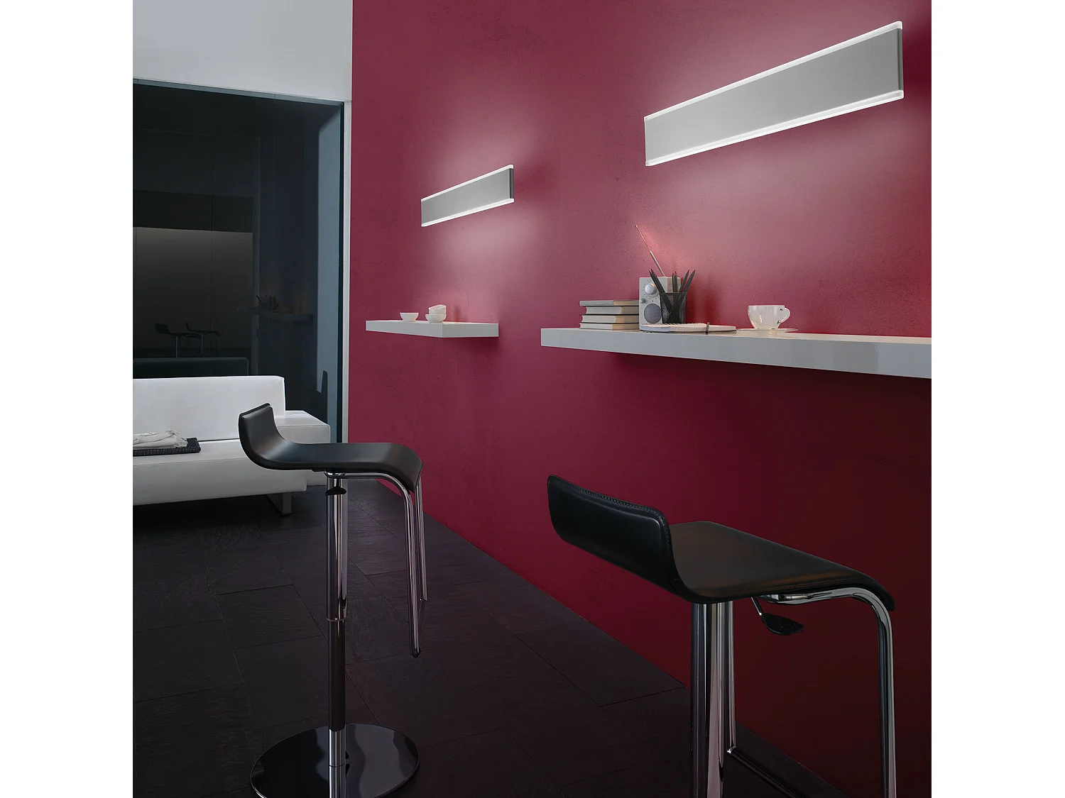 Riga LED Wand- und Deckenleuchte, 27W, 2180lm, 3000K, IP54, Mattweiß, Aluminium, Innen & Außen, modernes minimalistisches Design, Länge 50,5 cm