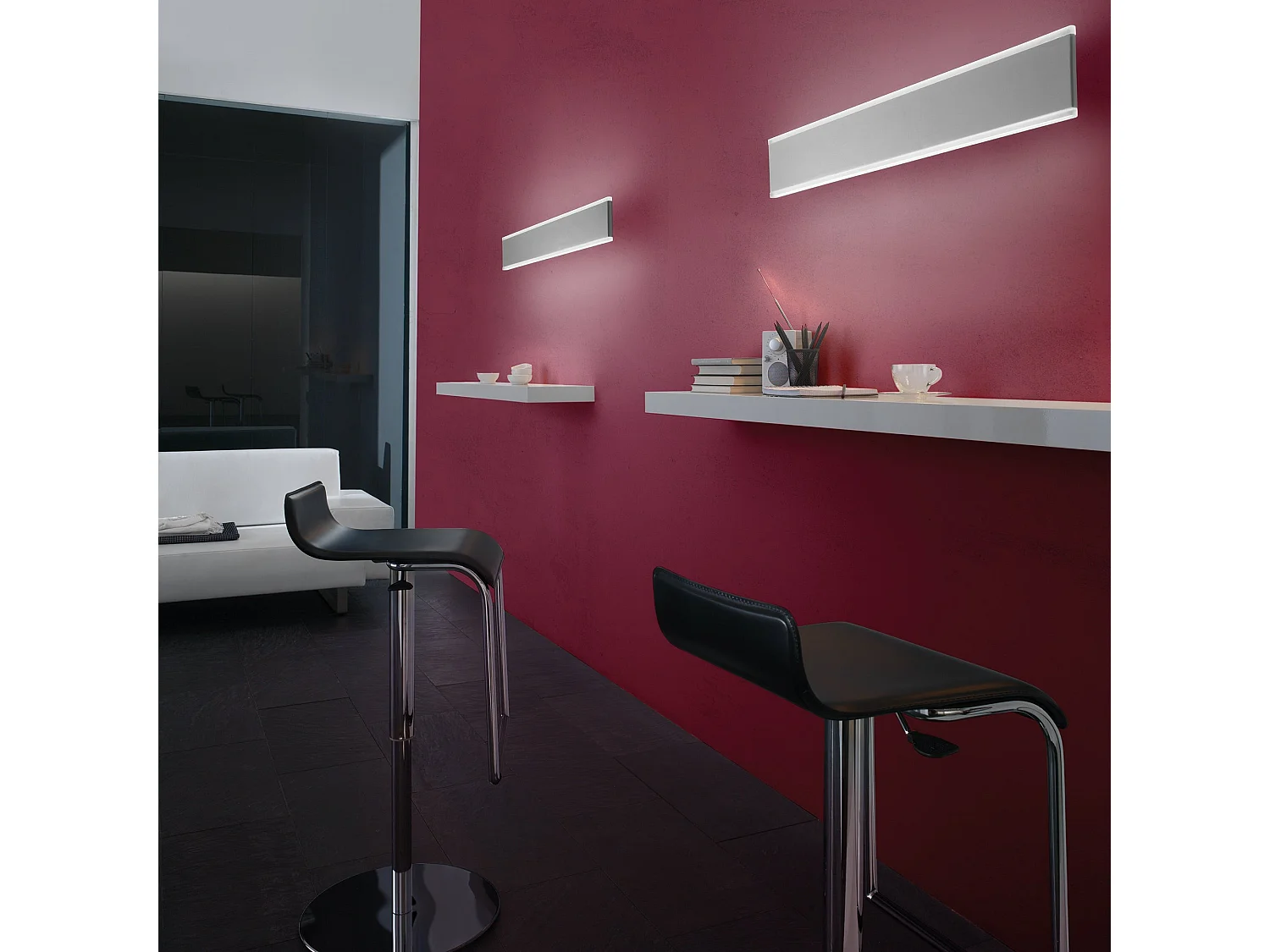 Lámpara LED Riga de Pared y Techo, 27W, 2180lm, 3000K, IP54. Aluminio Blanco Mate, Diseño Moderno para Interior y Exterior, Medida de 50,5 cm.