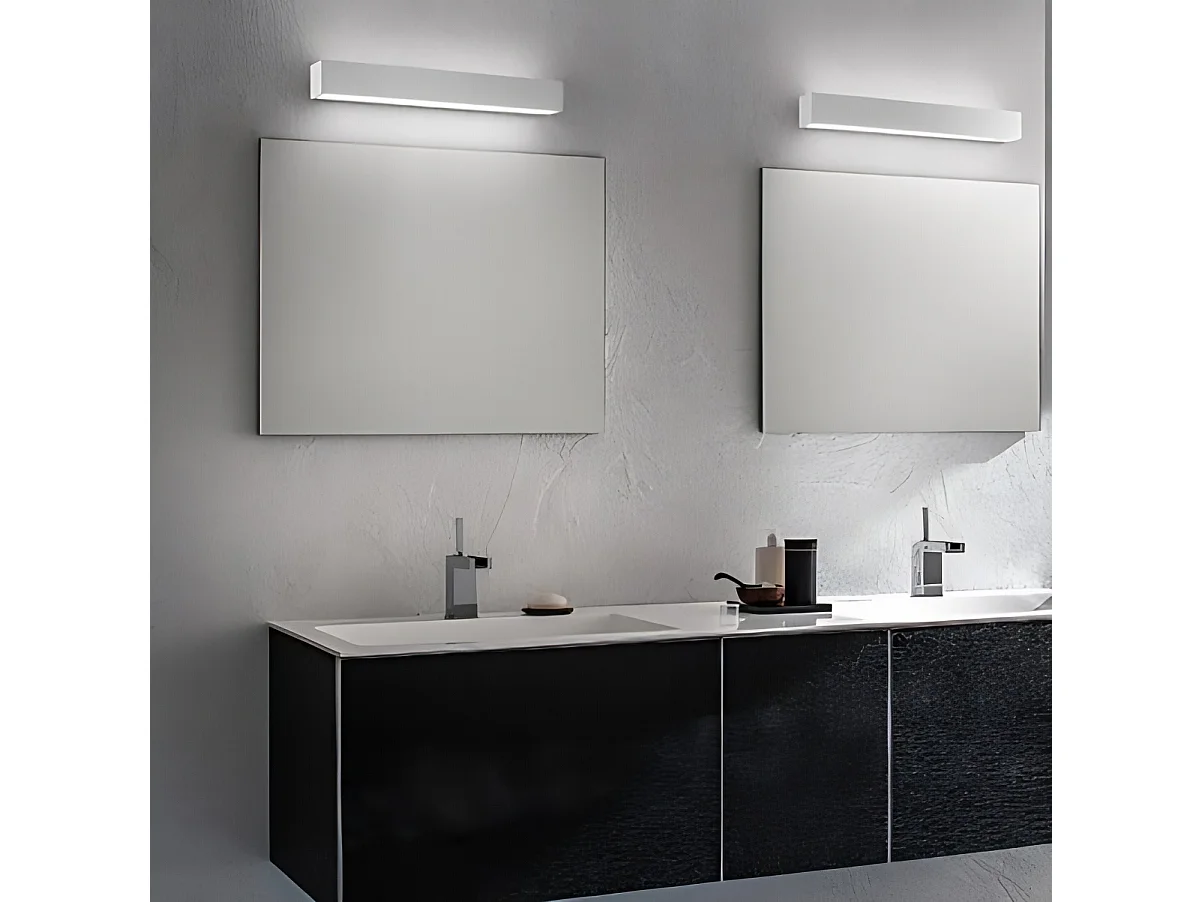 Slat LED-væglampe til udendørs og indendørs brug, moderne rektangulært design i støbt aluminium, mørkegrå farve, 4W 3000K, IP65