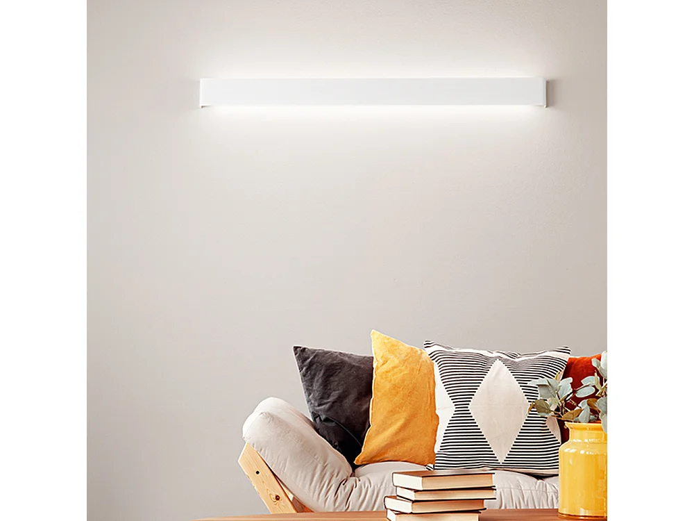 Aplique LED pared aluminio blanco, 36W 3240 lm 3000K IP20, diseño moderno elegante para iluminación interior 110 cm - Perenz