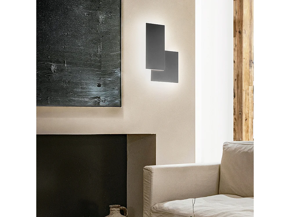 Applique LED en aluminium et métal thermolaqué, série 8222, couleur Gris Foncé, 23W 1840lm, lumière chaude 3000K, 35x24x4,6 cm - Marque Perenz