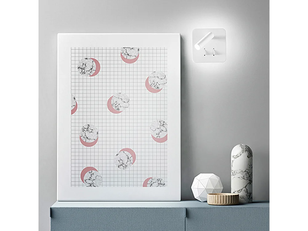 Aplique de pared de metal blanco, LED de 9W (6W+3W), regulable, luz cálida de 3000K, diseño moderno para interiores, serie 6704 B LC - Perenz