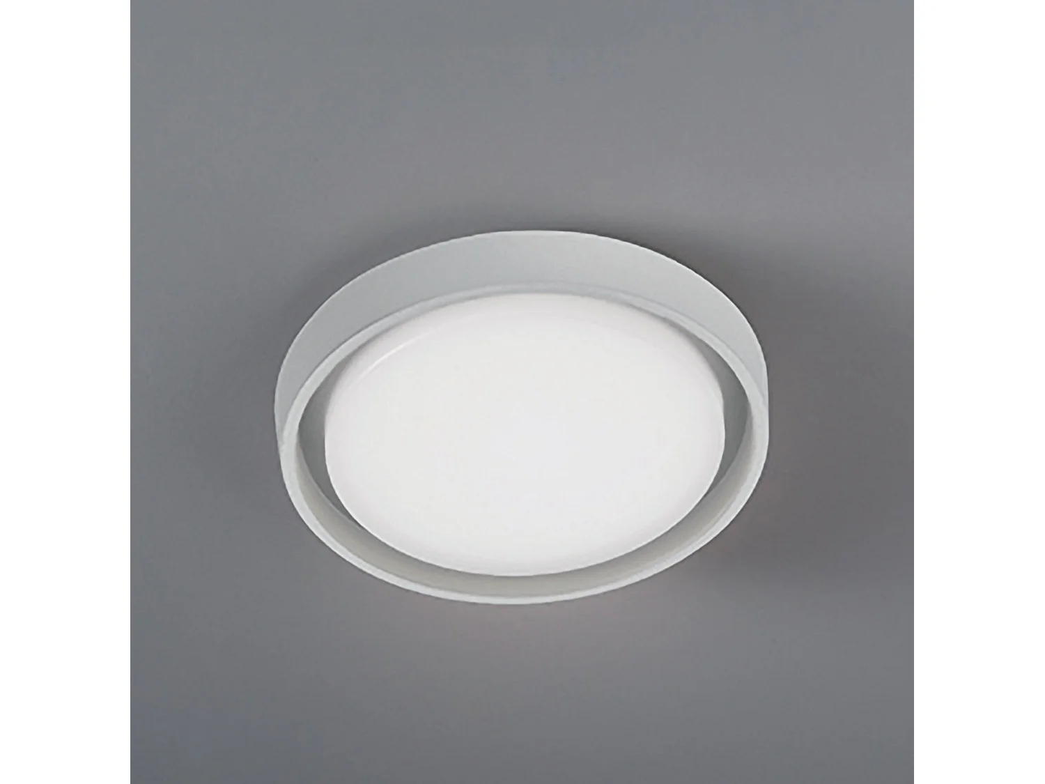 Lámpara de pared y techo LED redonda de 27 cm (25 W) en aluminio blanco mate con difusor de policarbonato satinado y clasificación de protección IP54.