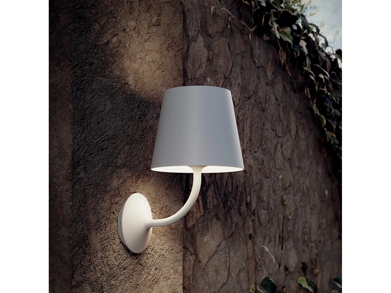 Lámpara de pared exterior Zafferano Poldina E27, aluminio blanco mate, diseño moderno IP54, 16,5x22,2x28,4 cm, 230V, iluminación jardín de lujo.