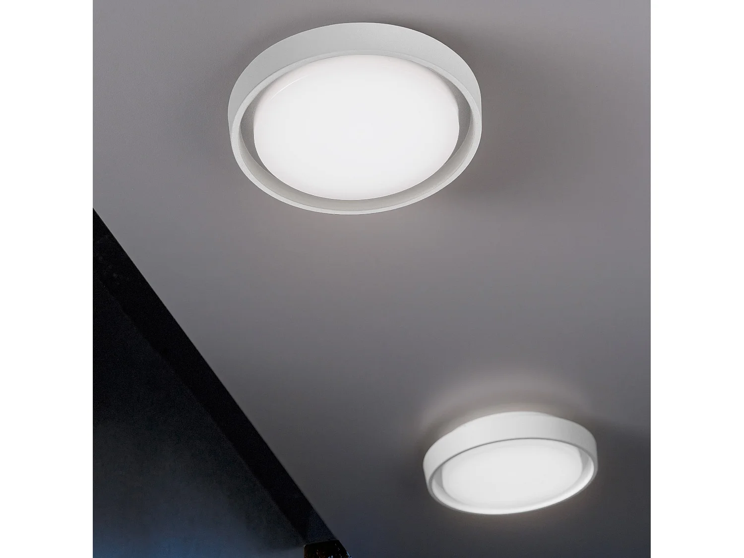 Lámpara de pared y techo Alu en aluminio blanco mate, LED 30W 3460 lúmenes, IP54 para uso interior y exterior, diseño circular moderno 34x5 cm