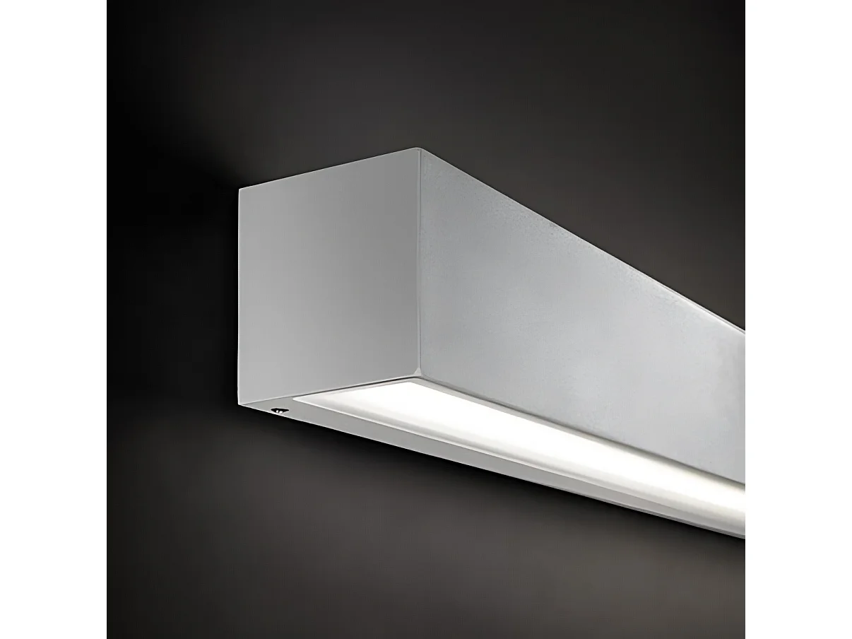 Luminária de parede LED Slat 4W IP65 3000K 470lm em alumínio cor Corten para iluminação de design de interiores e exteriores.