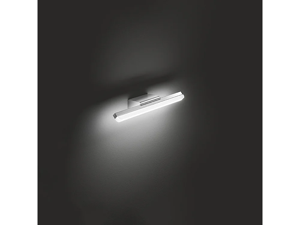 Aplique LED pared 10W 1100 lm 3000K metal cromado pulido con difusor plexiglás, IP44, 40 cm, diseño moderno - Perenz
