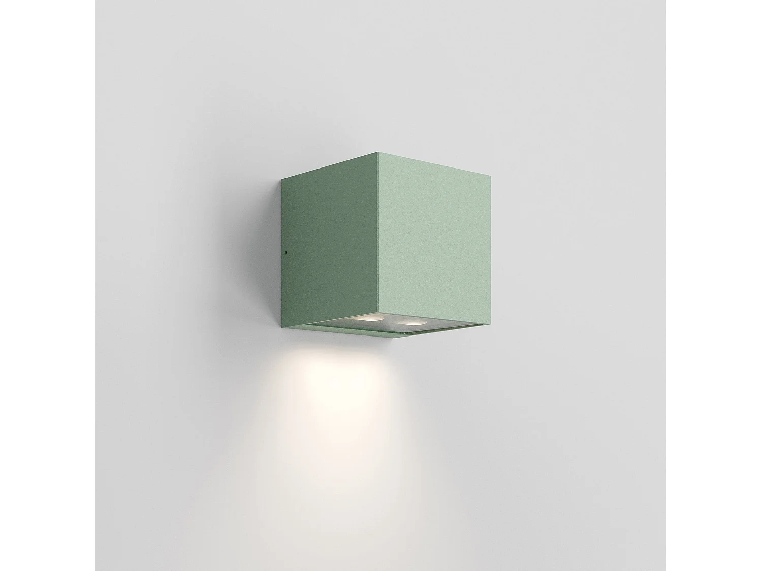 Lámpara de pared exterior Forward asimétrica de 2 luces, aluminio verde salvia, LED 10,5W, IP54, ideal para iluminación arquitectónica técnica.