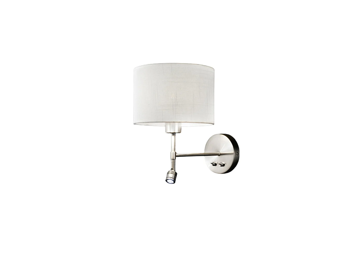 Aplique de pared Spazio con pantalla de tela, casquillo E27 de 40 W y LED de 1 W y 3000 K. Diseño moderno y elegante para interiores - Perenz