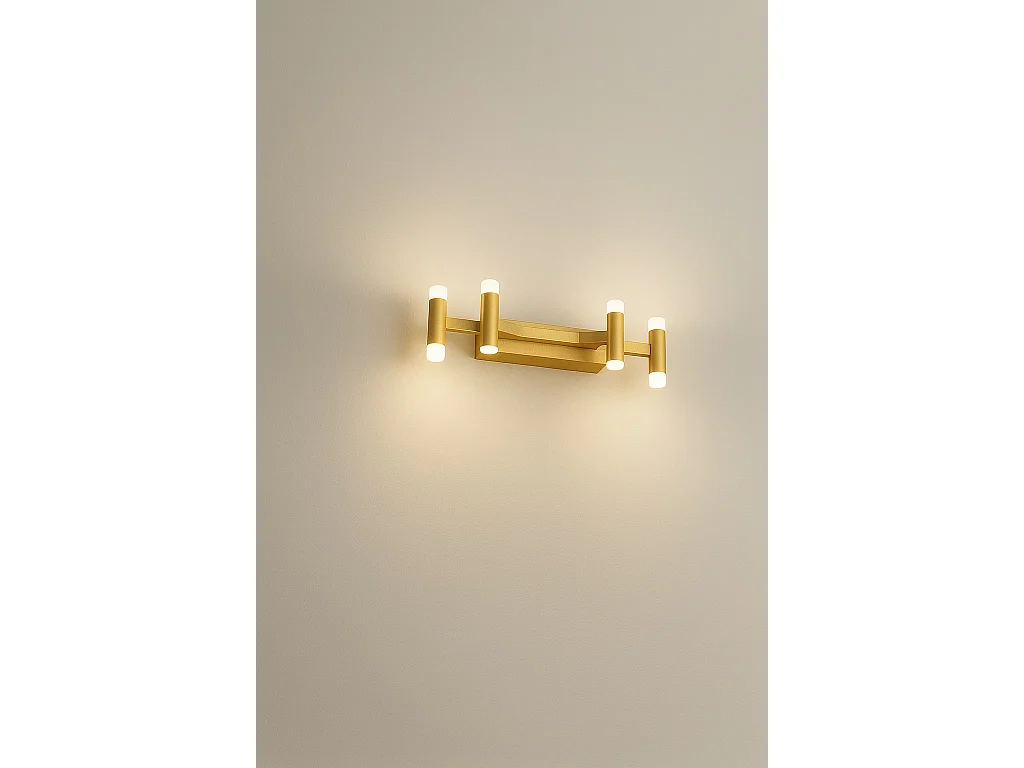 Aplique LED pared metal dorado cepillado, 24W 3000K, diseño geométrico moderno elegante para iluminación interior refinada - Perenz