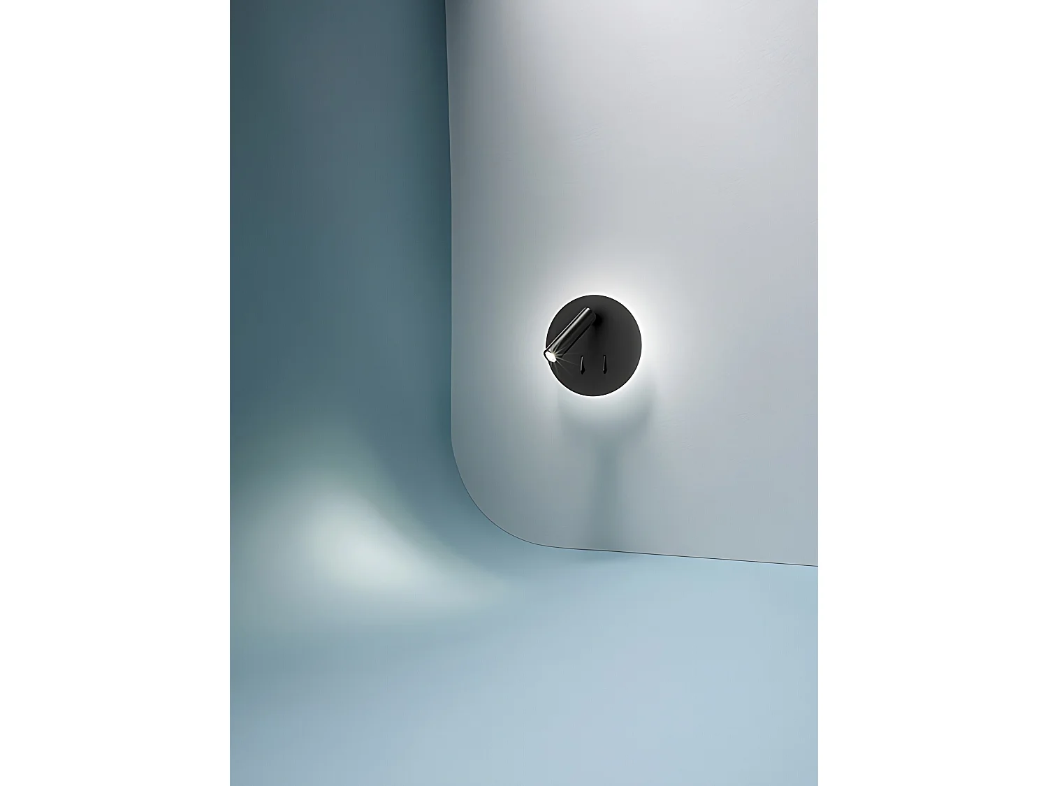 Aplique de pared de metal con acabado negro, diseño moderno con foco LED ajustable integrado de 6W+3W, luz cálida de 3000K - Perenz