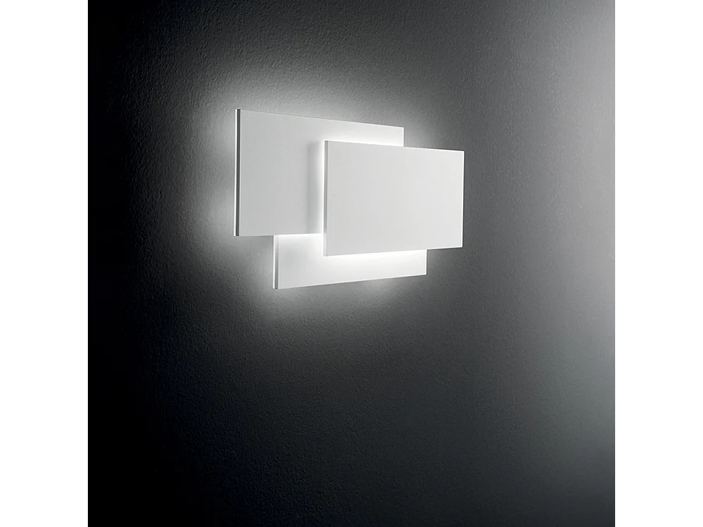 Aplique LED de pared de 36 W, 2880 lm, 3000 K, serie 6750, aluminio blanco, diseño moderno y geométrico para iluminación interior - Perenz
