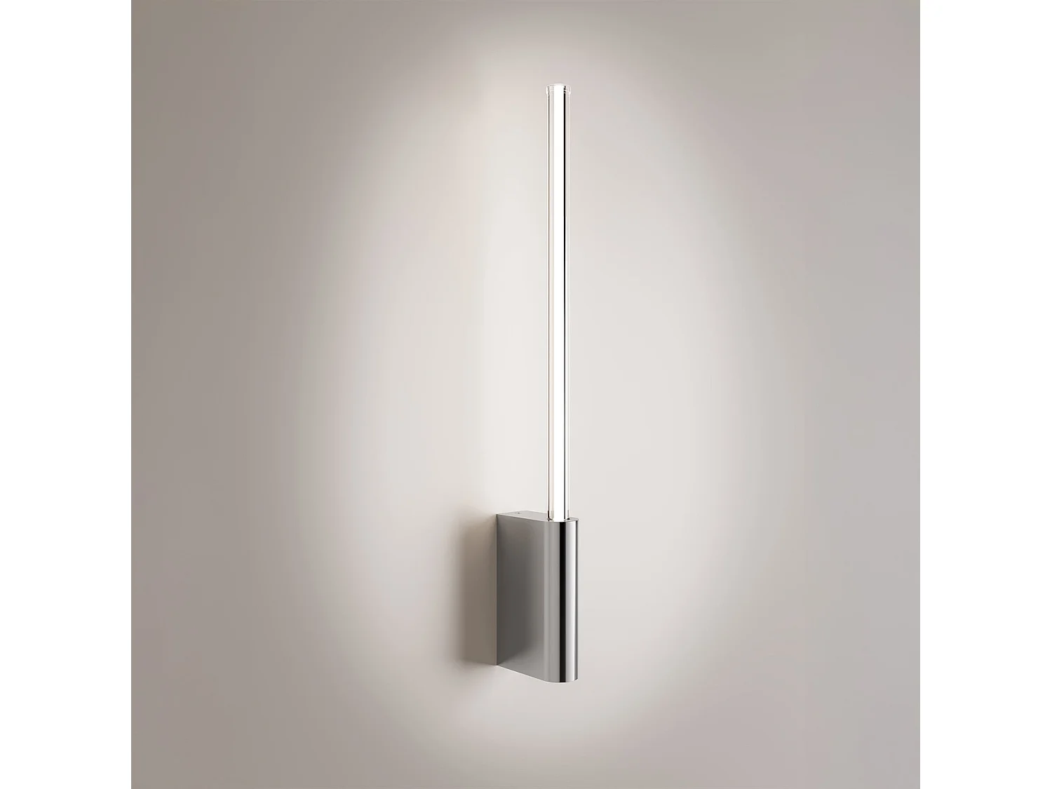Lámpara de pared LED brillante de 1 luz en cromo pulido, diseño minimalista, difusor cilíndrico de policarbonato, altura 50,7 cm, IP20