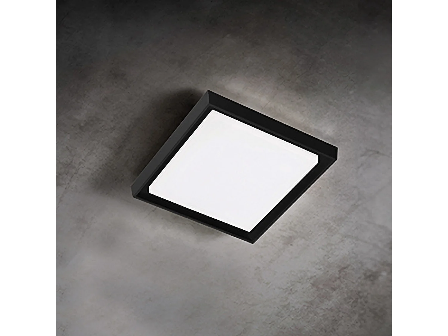 Lámpara LED de pared y techo Alu en aluminio fundido gris oscuro, 25W 3000K IP54. Diseño cuadrado 27x27 cm para uso en interiores y exteriores.