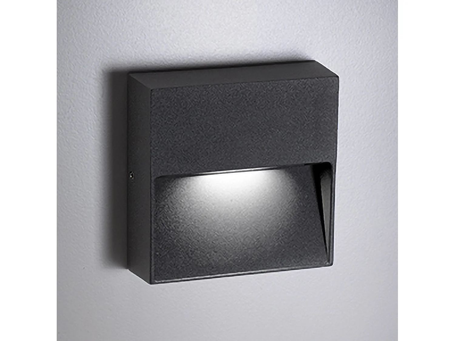 Moderne LED-Wandleuchte IP54 quadratisch Dunkelgrau, 4,5W 3000K warmweiß, Aluminium-Druckguss für Innen & Außen, elegantes Design, Abstrahl unten
