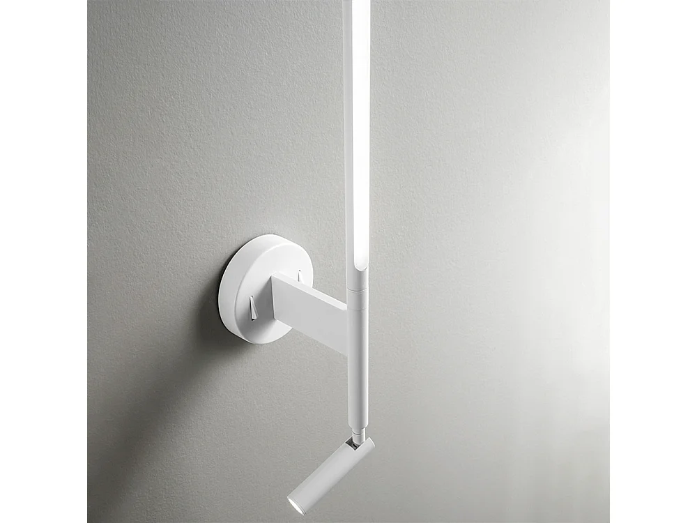 Aplique de pared de metal blanco con foco LED integrado de 9W y difusor ajustable, diseño moderno y elegante, 55 cm de altura - Perenz
