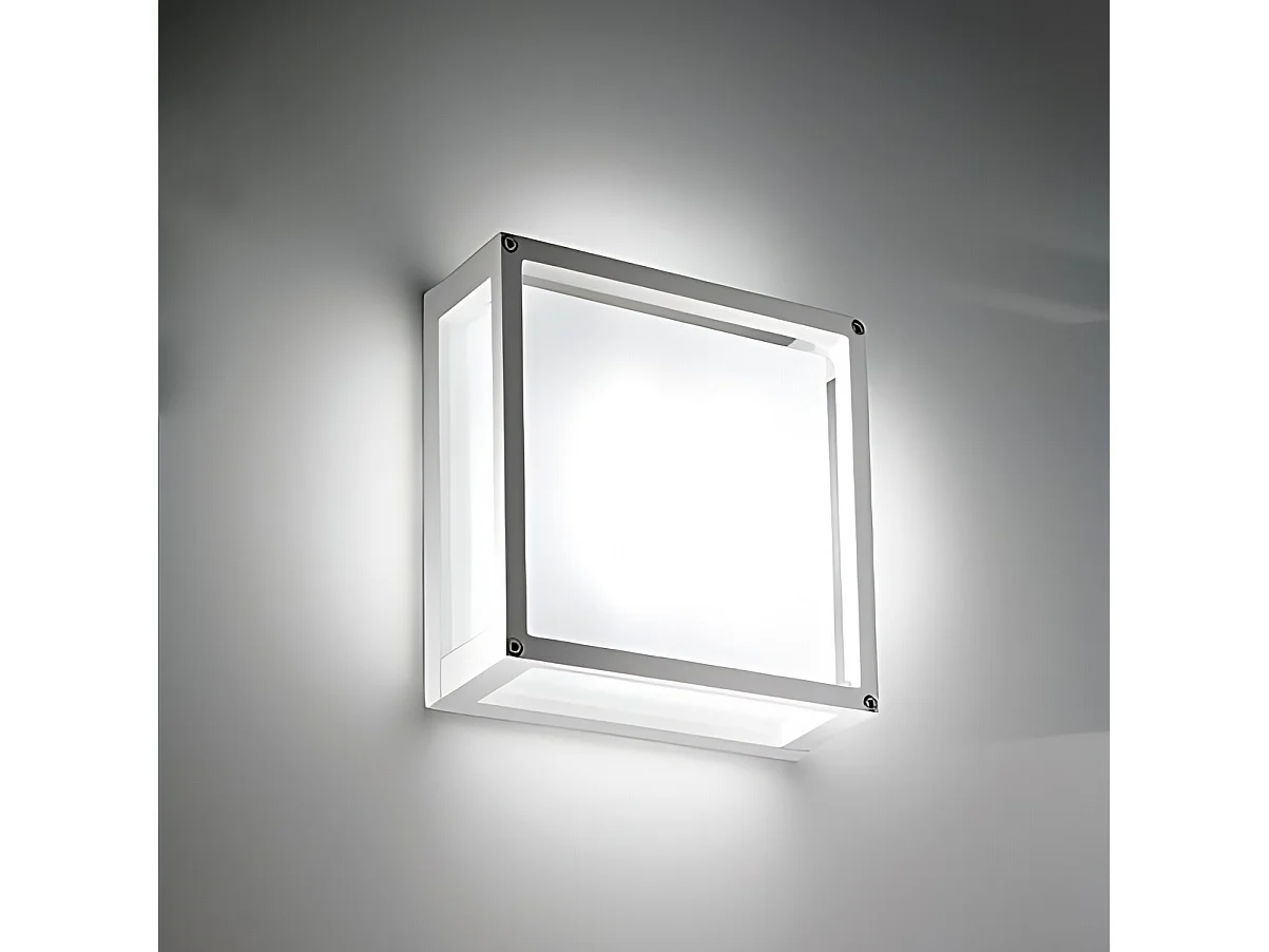 LED væg- eller loftslampe til hjemmet 10W 3000K i støbt aluminium mørkegrå IP54 med satinglasdiffusor til indendørs og udendørs brug
